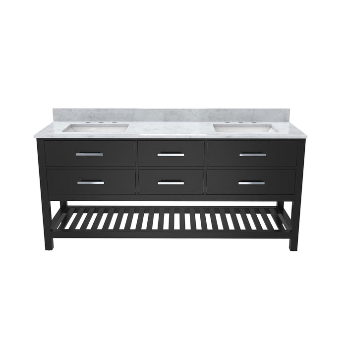 DreamLine VFVC722234SWMBK Valencia 72" Oak Console Vanity with Two Rectangular Undermount Sinks - Black