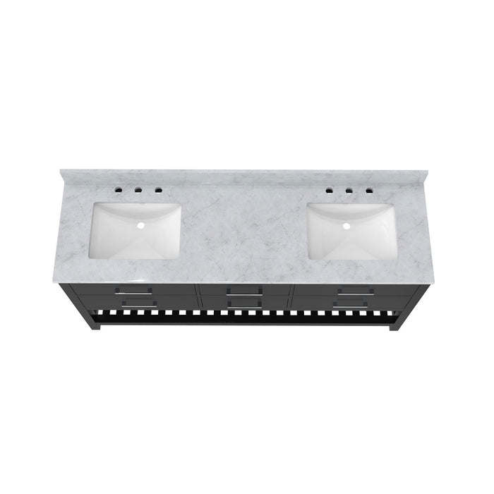 DreamLine VFVC722234SWMBK Valencia 72" Oak Console Vanity with Two Rectangular Undermount Sinks - Black