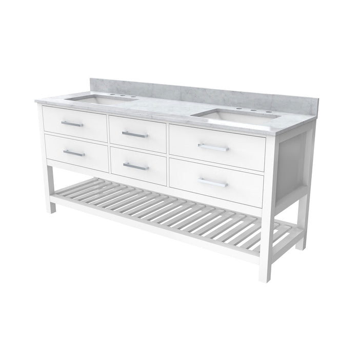 DreamLine VFVC722234SWMWH Valencia 72" Oak Console Vanity with Two Rectangular Undermount Sinks - White