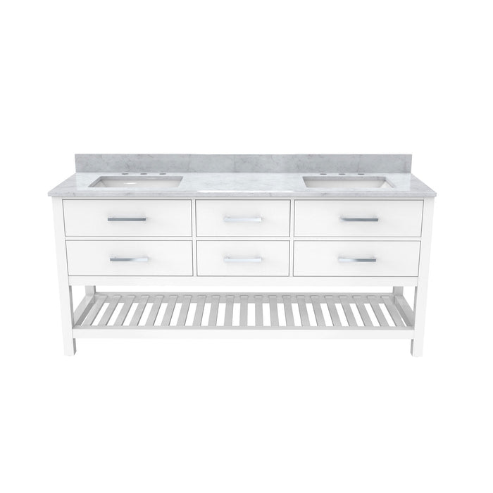 DreamLine VFVC722234SWMWH Valencia 72" Oak Console Vanity with Two Rectangular Undermount Sinks - White
