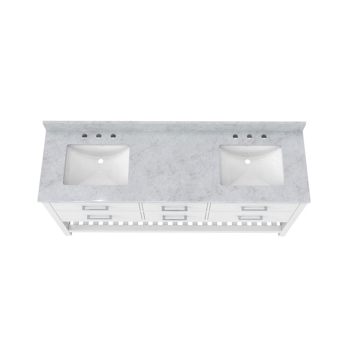 DreamLine VFVC722234SWMWH Valencia 72" Oak Console Vanity with Two Rectangular Undermount Sinks - White