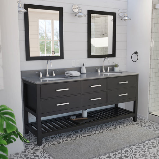 DreamLine VFVC722234RGQBK Valencia 72" Oak Double Sink Bathroom Vanity - Black
