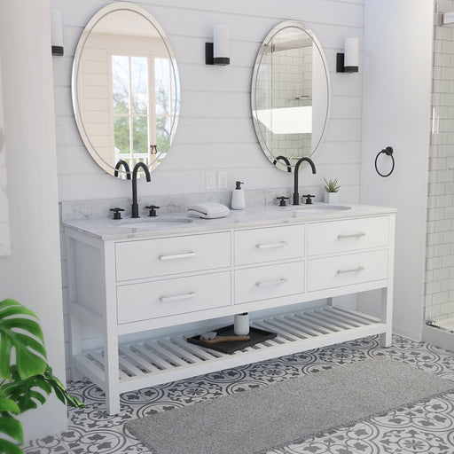 DreamLine VFVC722234RWMWH Valencia 72" Oak Double Sink Bathroom Vanity - White