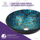 ANZZI LS-AZ198 Mosaic Series Vessel Sink in Blue/Gold Mosaic