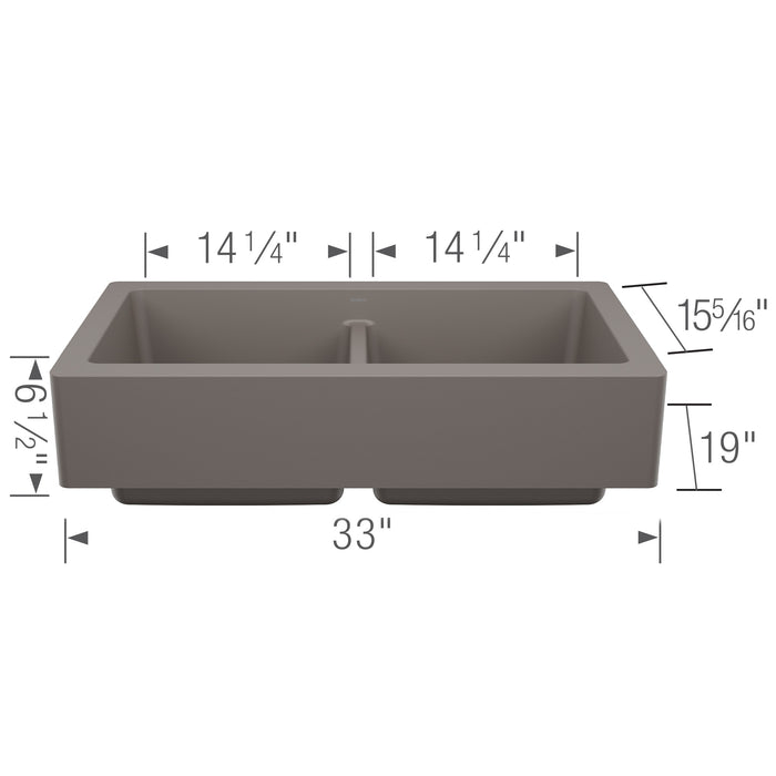 Blanco 527418 Vintera SILGRANIT 33" Double Bowl Apron-Front Farmhouse Sink - Volcano Gray