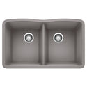 Blanco 440183 Diamond SILGRANIT 32" 50/50 Double Bowl Undermount Kitchen Sink - Metallic Gray