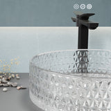 ANZZI LS-AZ908 Celeste Round Clear Glass Vessel Bathroom Sink with Faceted Pattern