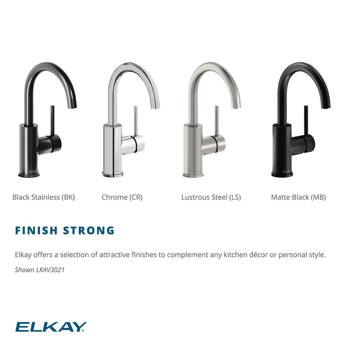 Elkay LKAV3021BK 1 Hole Bar Faucet with Lever Handle in Black Stainless