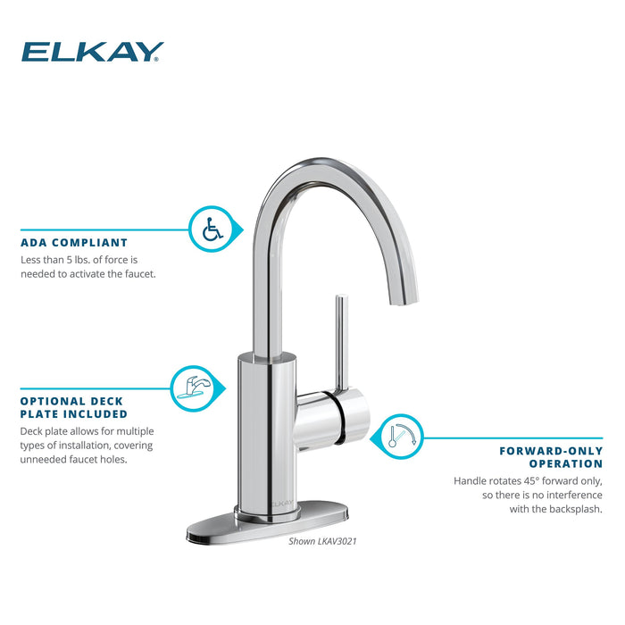 Elkay LKAV3021BK 1 Hole Bar Faucet with Lever Handle in Black Stainless