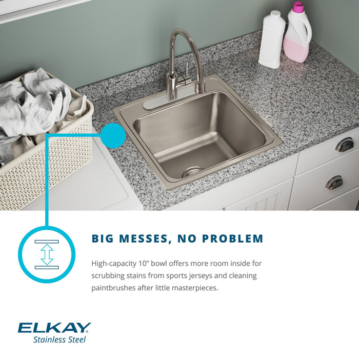 Elkay ESE2020100 20" x 20" Stainless Steel Drop-In Sink in Brushed Satin