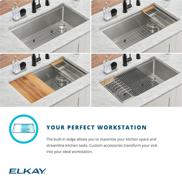 Elkay ECTRU24169RTWC 25-1/2" x 18-1/2" Stainless Steel Single-Bowl Undermount Kitchen Sink Kit in Polished Satin