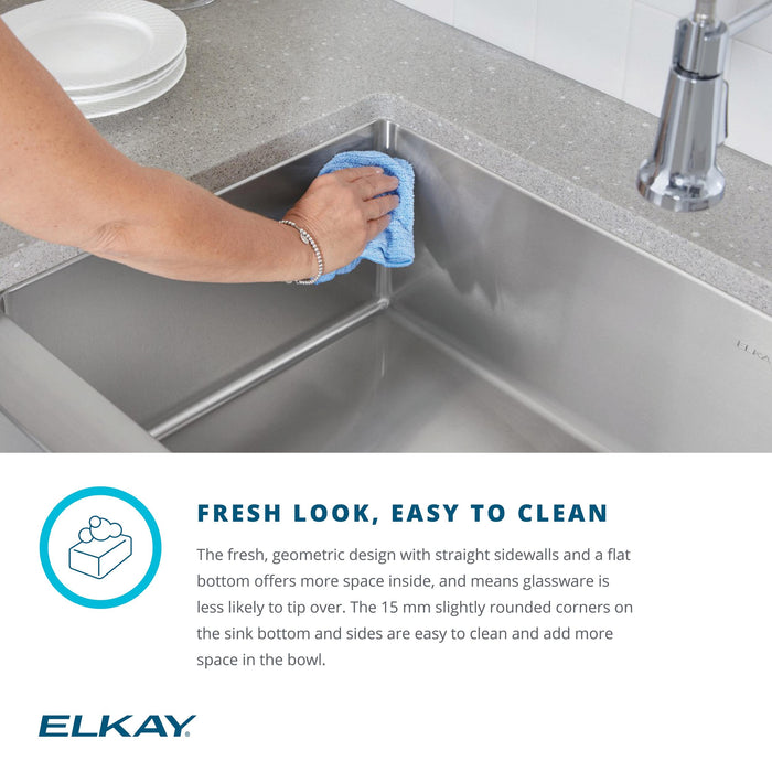 Elkay ECTRUA31169TFCW 31-1/2" x 18-1/2" Stainless Steel Double-Bowl Undermount Kitchen Sink Kit in Polished Satin