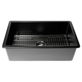 ALFI Brand ABF3219SUD-BM Black Matte 32" x 19" Fireclay Single Bowl Kitchen Sink with Grid