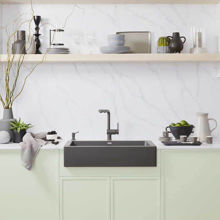 Blanco 527417 Vintera SILGRANIT 30" Single Bowl Apron-Front Farmhouse Sink - Volcano Gray