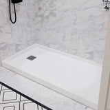 ANZZI SB-AZ101L ALEXANDER 60" x 30" Left Drain Shower Base in White