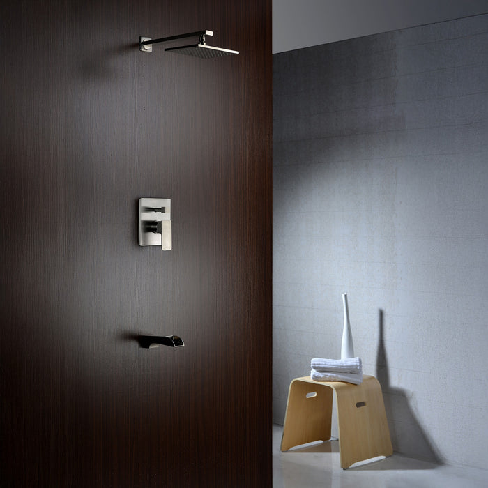 ANZZI SH-AZ038 Mezzo Series Single Handle Wall Mounted Showerhead and Bath Faucet Set in Brushed Nickel