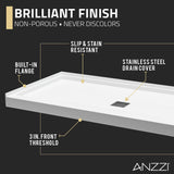 ANZZI SB-AZ101C ALEXANDER 60" x 30" Center Drain Shower Base in White