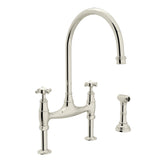 Rohl U.4718X-PN-2 Perrin and Rowe Georgian Era Bridge Kitchen Faucet with Sidespray