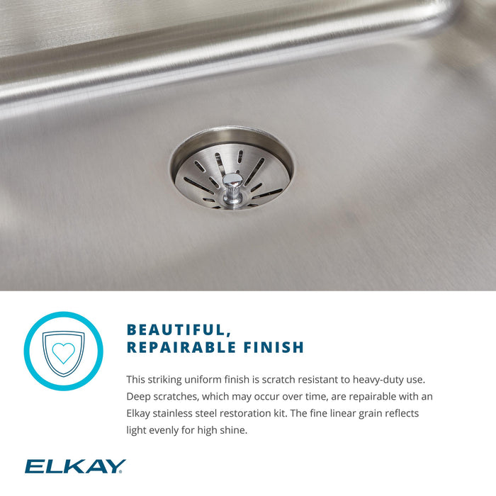 Elkay DLR3322121 33" x 22" Stainless Steel 1-Hole Double-Bowl Drop-In Kitchen Sink in Lustrous Satin