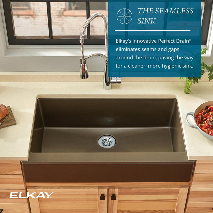 Elkay ELXRUP3620CH0 36" x 20" Quartz Single-Bowl Undermount Kitchen Sink in Charcoal
