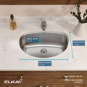 Dimension drawing for Elkay ELUH1811 19-1/2" x 13-5/16" Stainless Steel Single-Bowl Undermount Bathroom Sink in Lustrous Satin