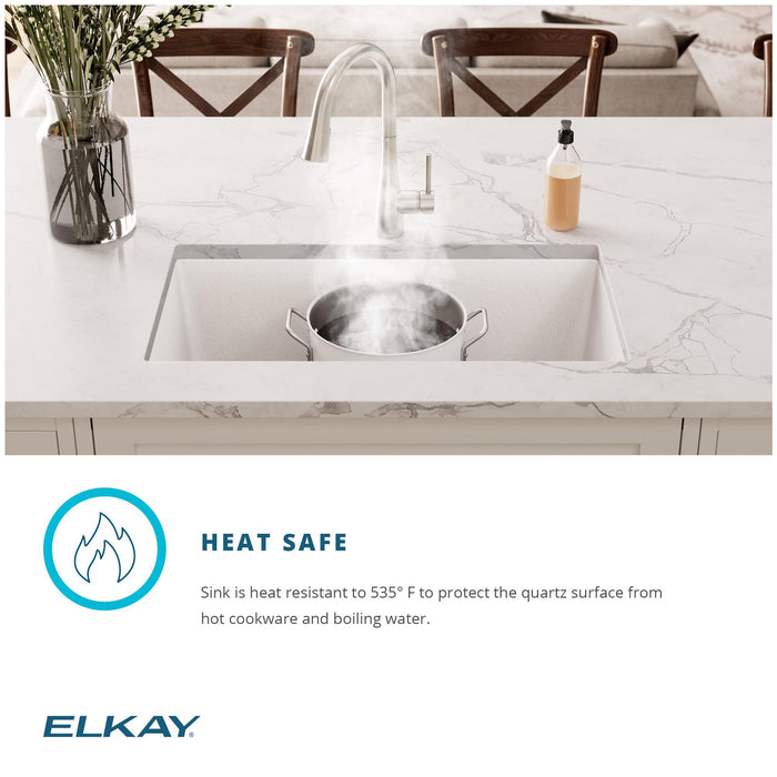 Elkay ELGRU13322BK0C 33" x 18-23/50" Quartz Single-Bowl Undermount Kitchen Sink Kit in Black