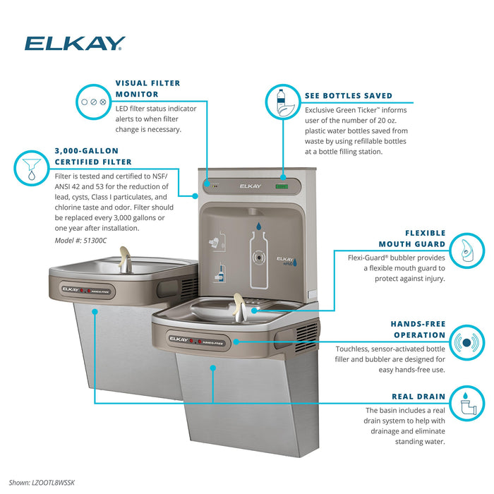 Elkay LZOOTL8WSSK Bottle Filling Station with Water Cooler in Stainless Steel