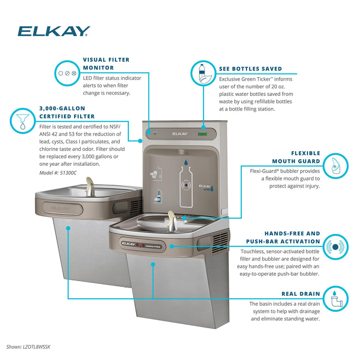Elkay LZOTL8WSSK Bottle Filling Station with Water Cooler in Stainless Steel