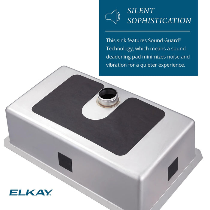 Elkay ELUH1616T 18-1/2" x 18-1/2" Stainless Steel Single-Bowl Undermount Kitchen Sink in Luminous Satin