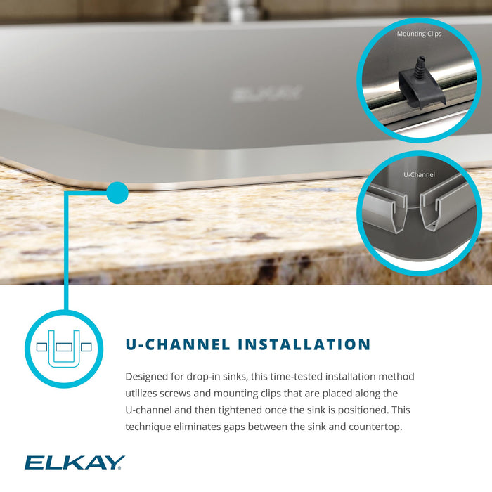 Elkay ECTSR33229TBGFR2 33" x 22" Stainless Steel Double-Bowl Dual-Mount Kitchen Sink Kit in Polished Satin