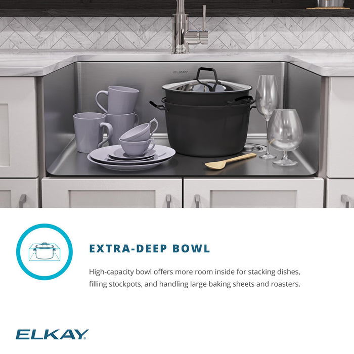 Elkay ECTRU24169RTWC 25-1/2" x 18-1/2" Stainless Steel Single-Bowl Undermount Kitchen Sink Kit in Polished Satin