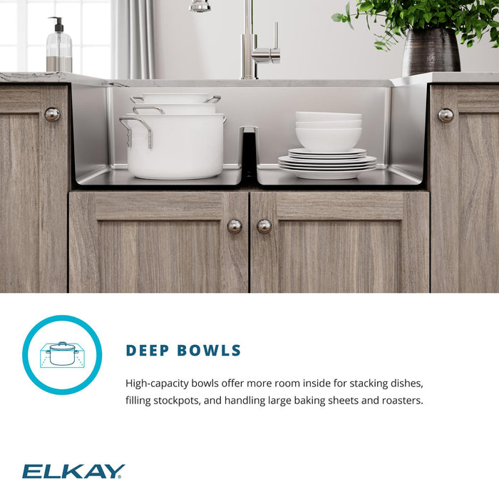 Elkay ECTRUA31169TFCW 31-1/2" x 18-1/2" Stainless Steel Double-Bowl Undermount Kitchen Sink Kit in Polished Satin