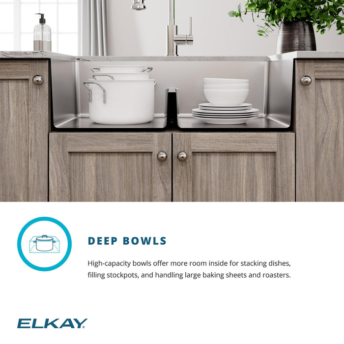 Elkay ECTSRA33229TFLC 33" x 22" Stainless Steel Double-Bowl Dual-Mount Kitchen Sink Kit in Stainless Steel