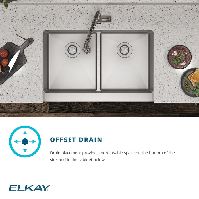 Elkay ECTRUA31169TFCW 31-1/2" x 18-1/2" Stainless Steel Double-Bowl Undermount Kitchen Sink Kit in Polished Satin