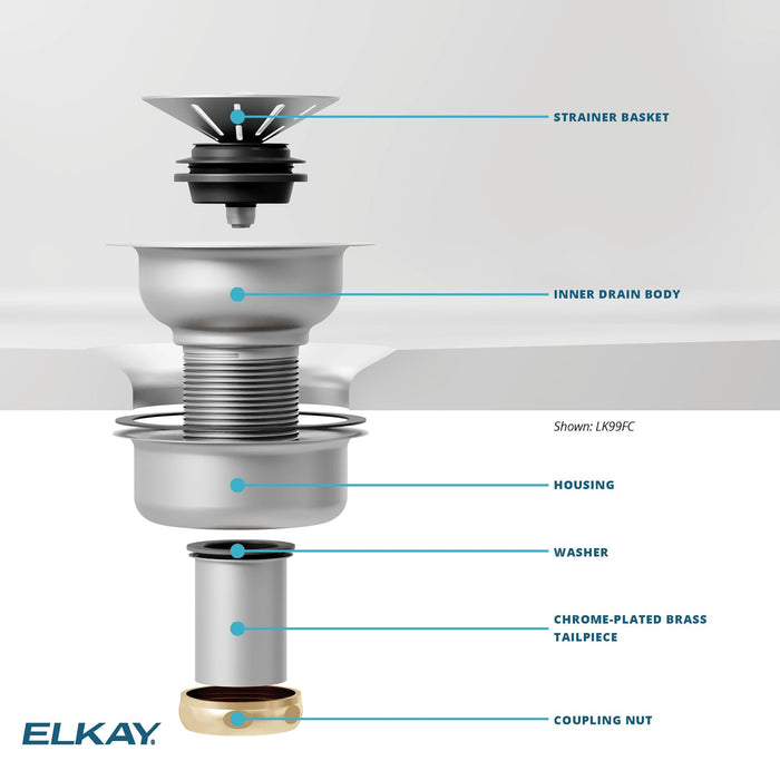 Elkay LK99FCS Dlx Drain 3-1/2 Satin Stainless Steel-Frcly in Satin