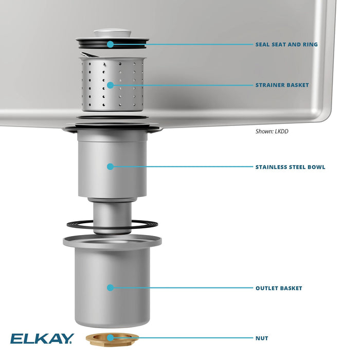 Elkay LKDD Drain 3-1/2 Fitting Strainer in Brushed