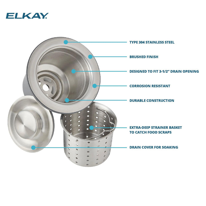 Elkay LKDD Drain 3-1/2 Fitting Strainer in Brushed