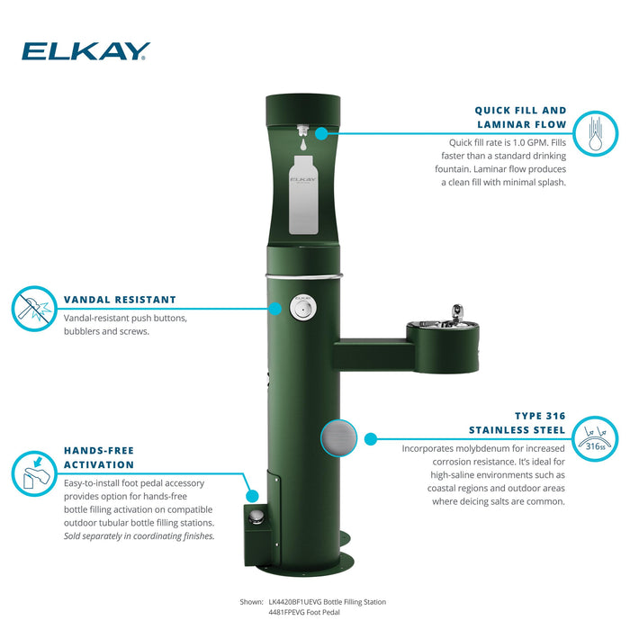 Elkay 4481FPBLU Outdoor Bottle Filler Foot Pedal Accessory in Blue
