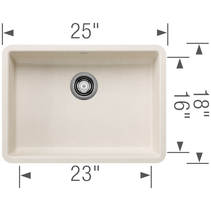 Blanco 443082 Precis SILGRANIT 25" ADA Single Bowl Undermount Kitchen Sink - Soft White