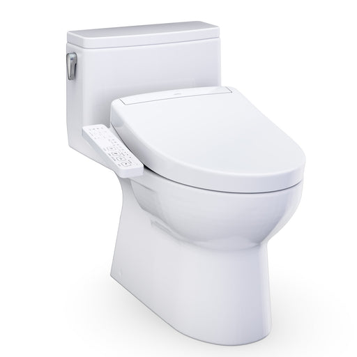 TOTO Redington WASHLET+ S2 One-Piece Elongated 1.28 GPF Universal Height Toilet with CEFIONTECT, Cotton White - MW6723346CEFG#01