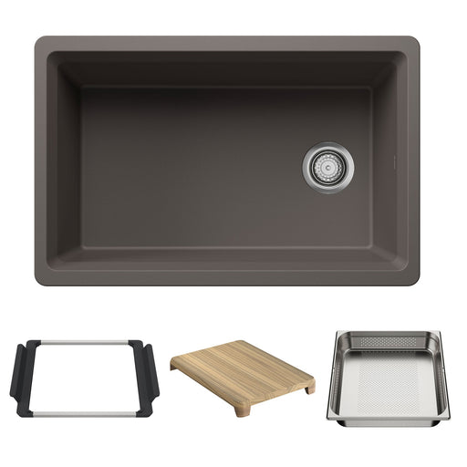 Blanco 443309 Inteos SILGRANIT 30" Single Bowl Reversible Undermount Workstation Kitchen Sink - Volcano Gray