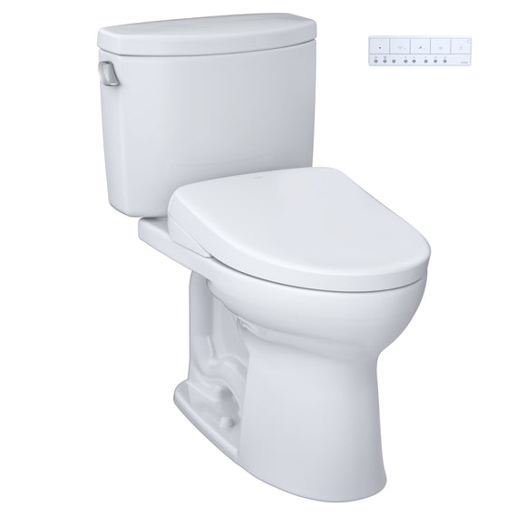 TOTO WASHLET+ Drake II Two-Piece Elongated 1.28 GPF Toilet with Auto Flush WASHLET+ S7A Contemporary Bidet Seat, Cotton White - MW4544736CEFGA#01