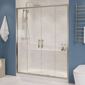 ANZZI Enchant 70-in. x 60.4-in. Framed Sliding Shower Door in Brushed Nickel