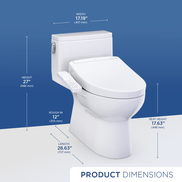 TOTO MW6723346CEFG#01 Redington WASHLET+ S2 One-Piece Elongated 1.28 GPF Universal Height Toilet