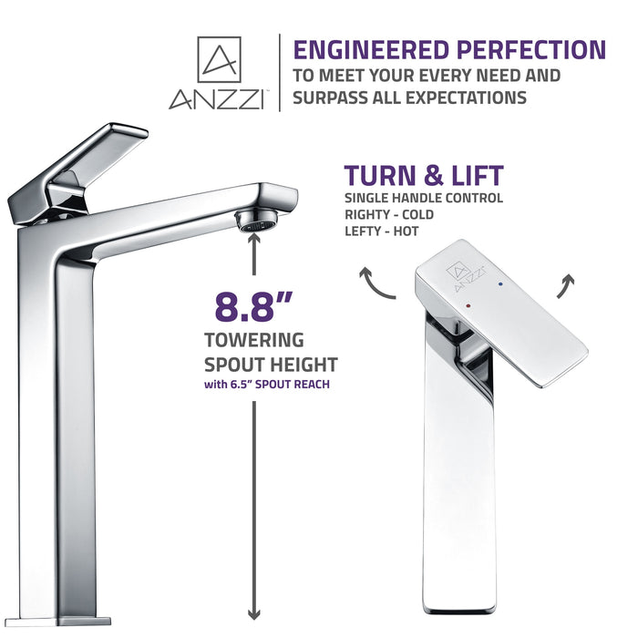 ANZZI L-AZ102 Valor Single Hole Single-Handle Bathroom Faucet in Polished Chrome