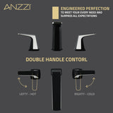 ANZZI L-AZ905MB-BN 2-Handle 3-Hole 8" Bathroom Faucet with Pop-up Drain in Matte Black & Brushed Nickel