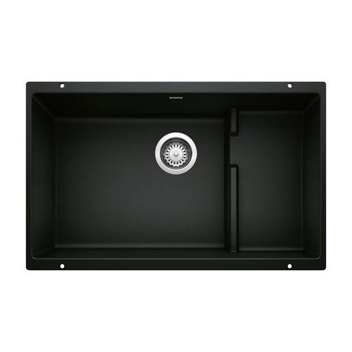 Blanco 442934 Precis Cascade SILGRANIT 29" Single Bowl Undermount Kitchen Sink with Colander - Coal Black