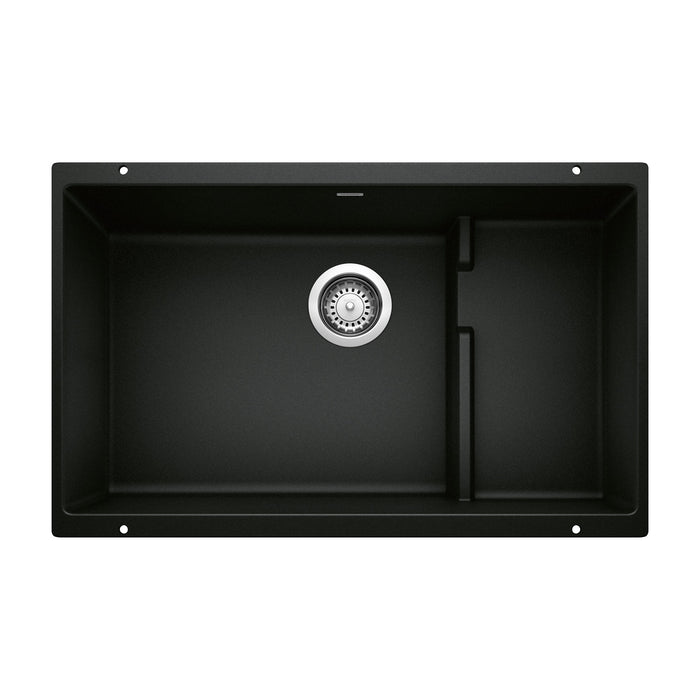 Blanco 442934 Precis Cascade SILGRANIT 29" Single Bowl Undermount Kitchen Sink with Colander - Coal Black