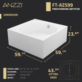 ANZZI FT-AZ599 Abyss 59" Freestanding Bathtub in White