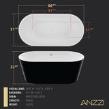 ANZZI FT-AZ098BK Chand 67" Acrylic Flatbottom Freestanding Bathtub in Black